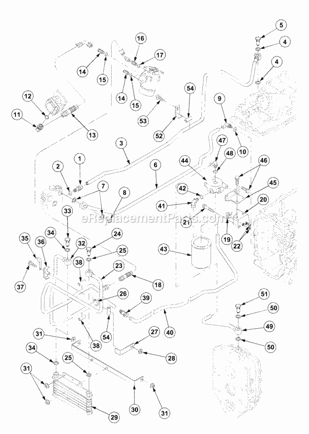 Hydraulic Lines (Part 2) Diagram and Parts List for 7532 54AF44G-710, 54AH44G-710, 54AN44G-710 Cub Cadet Lawn Tractor